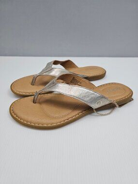 Born Ciara Flip Flop Sandal Womens 9 Metallic Gold Leather Summer Comfort NEW